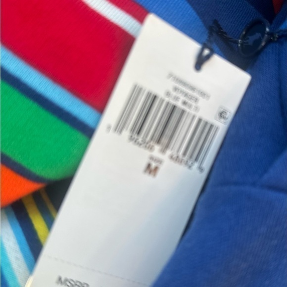 Polo Ralph Lauren Men Rainbow Color Striped Rope Drawstring Fleece Hoodie Size M - Picture 2 of 8